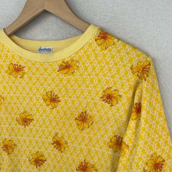 DUOFOLD Top Youth 18 2-Layer Baselayer Floral Thermal Wool Blend Yellow VTG - Picture 6 of 13